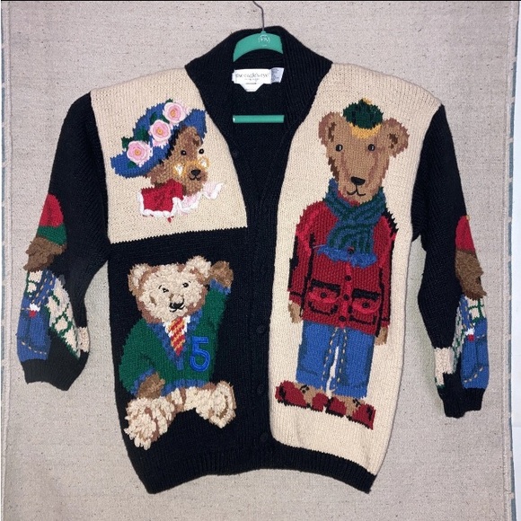 Eagles Eye Sweaters - Vintage Eagle’s Eye Chunky Knit Bear Cardigan Grandma core Sweater Women’s New M